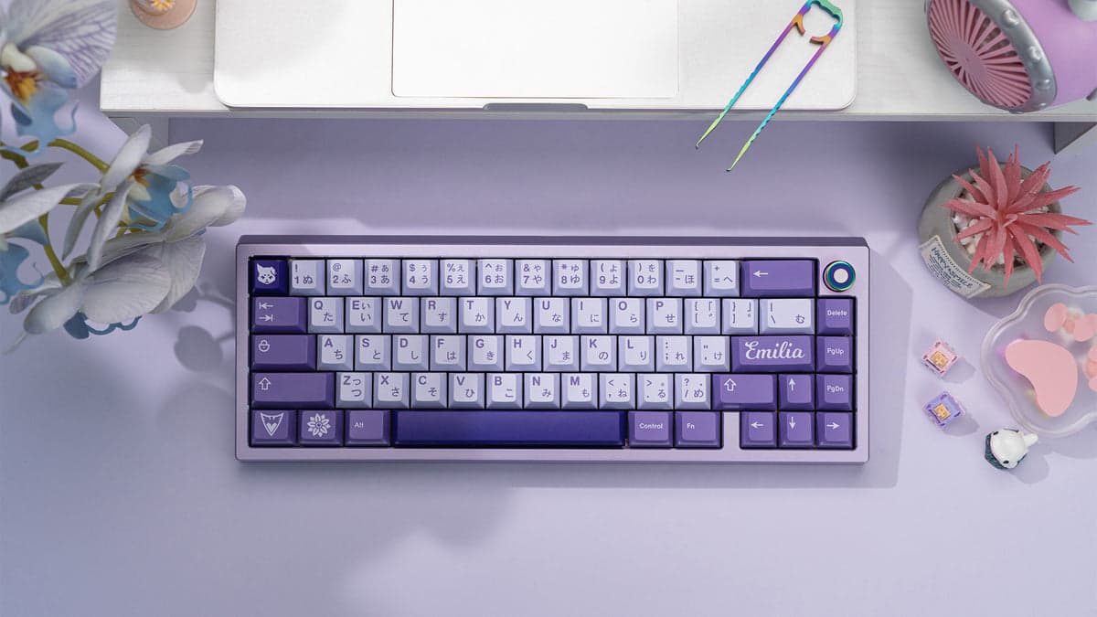 ZOOM65 V2.5 Special Edition Anodized Lavender / E-white Knob & Weight / Tri-mode Flex Cut Hotswap RGB PCB