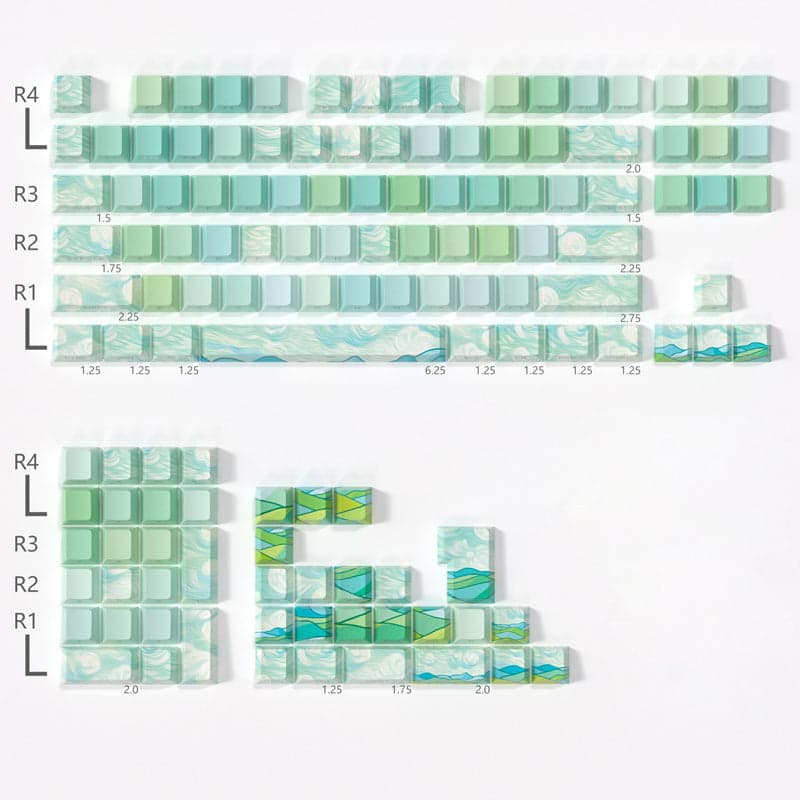 PIIFOX Green Wheat Field Pastel Painting Keycap Set