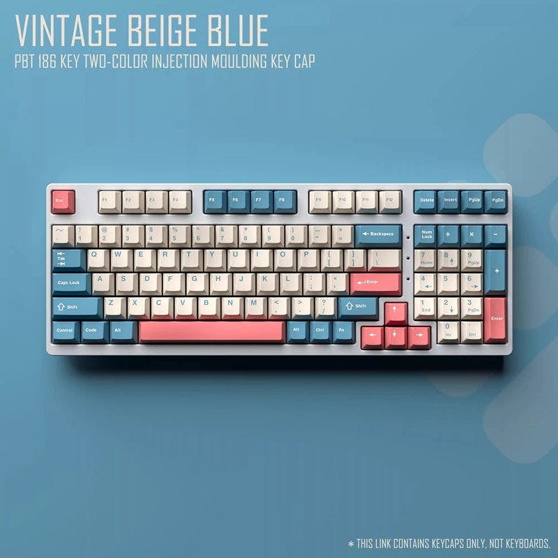 WINMIX Vintage Beige Blue Cherry Profile Keycap Set