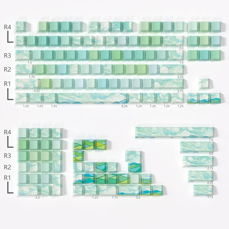 PIIFOX Green Wheat Field Pastel Painting Keycap Set